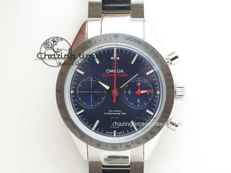 0505 DailyWear Speedmaster ’57 SS Chrono AXF Best Edition Blue Dial on Blue Leather Strap A 8279